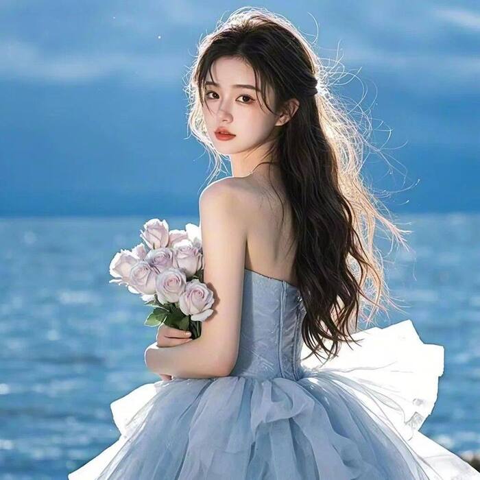 hình ảnh cô gái cầm hoa đẹp 3k full