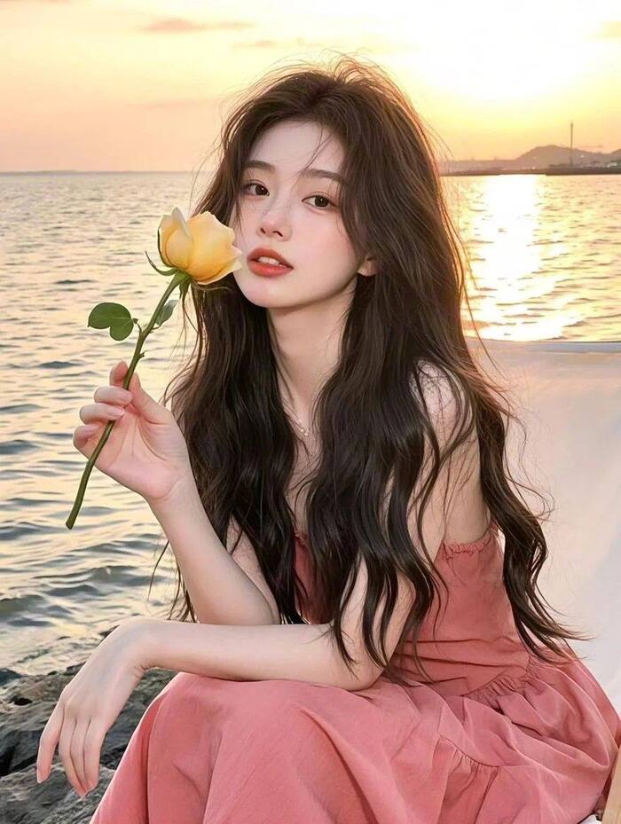 hình ảnh cô gái cầm hoa đẹp 3k