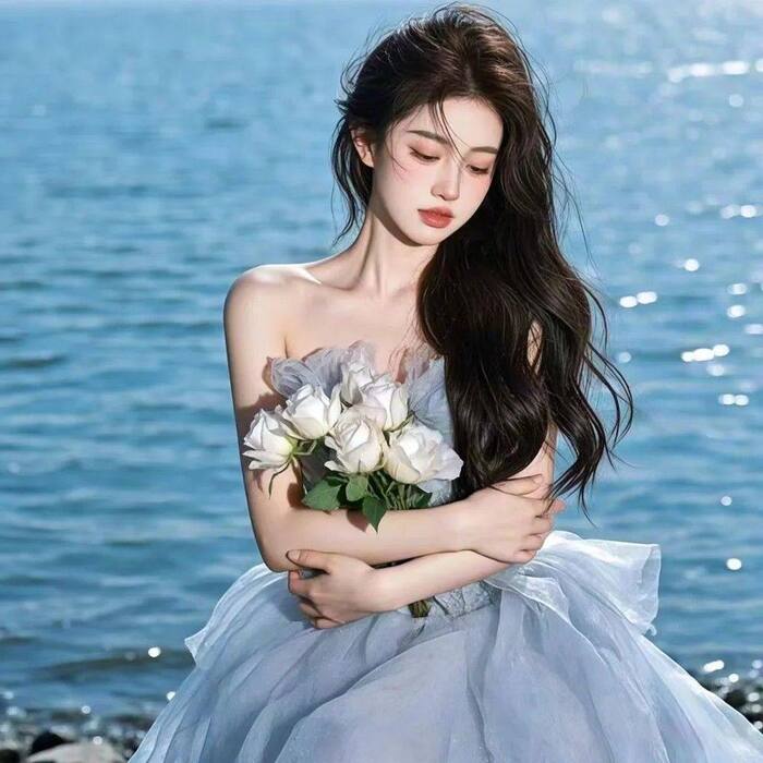 hình ảnh cô gái cầm hoa đẹp 4d full