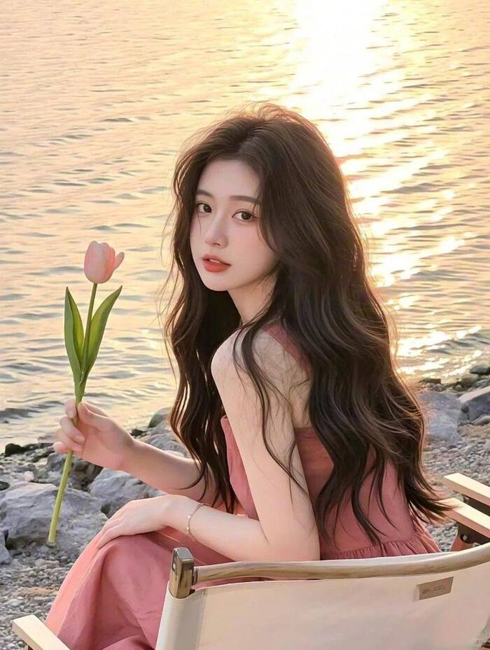 hình ảnh cô gái cầm hoa đẹp hd full