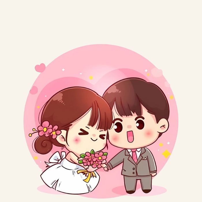 hình cô dâu chú rể chibi xinh nhất