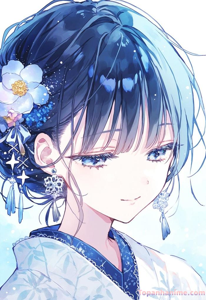 nhân vật anime nữ tóc xanh dương