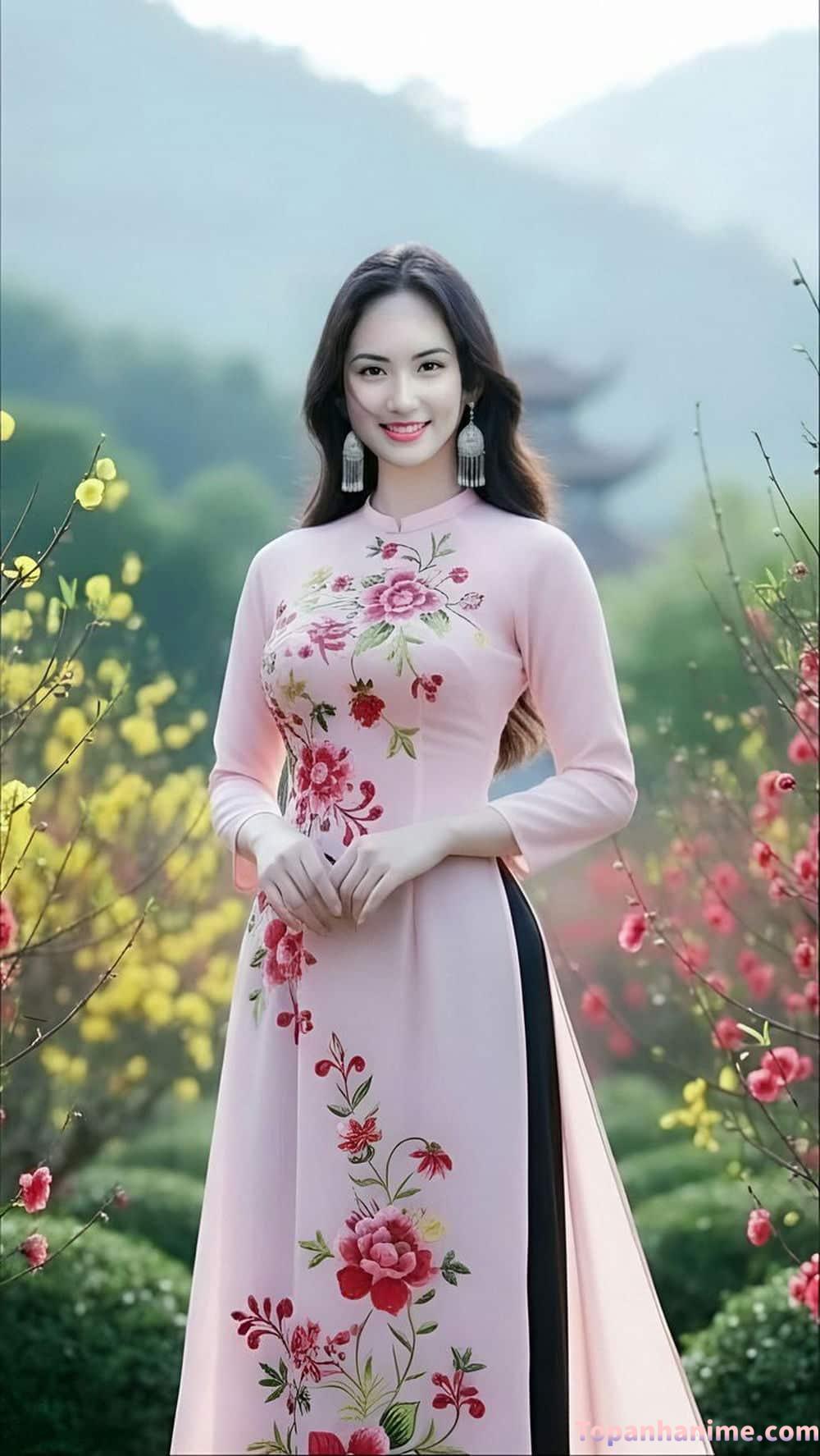 Gái Việt mặc áo dài