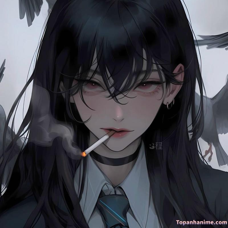 ảnh anime hút thuốc nữ ngầu