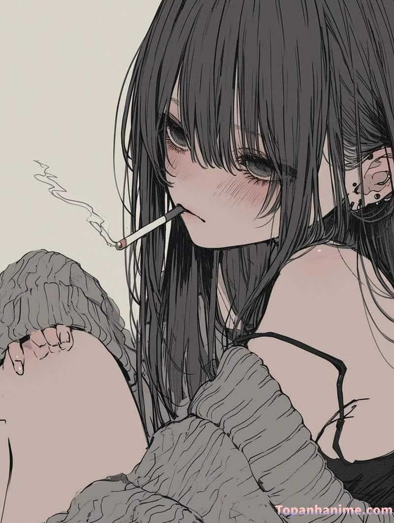 ảnh anime hút thuốc tranh