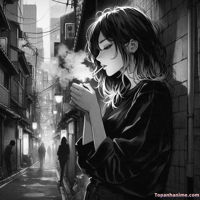 ảnh anime nữ hút thuốc