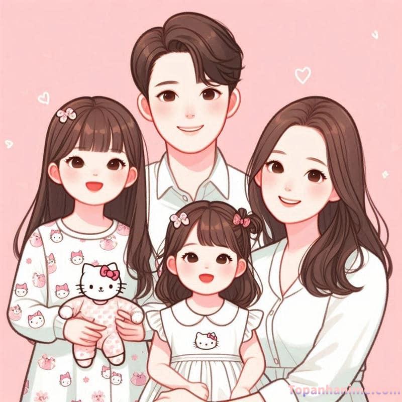 ảnh gia đình chibi 4 ngươid