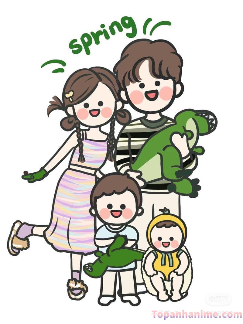 ảnh gia đình chibi cute