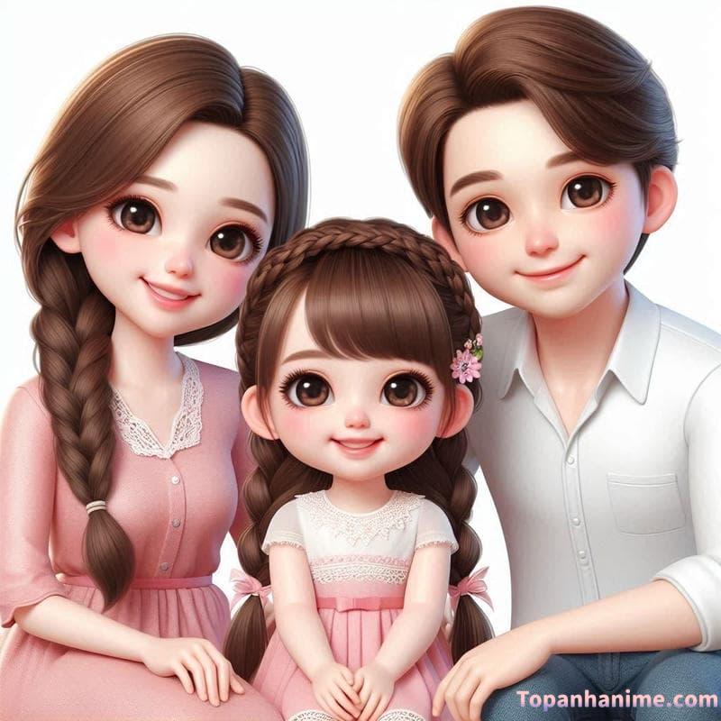 ảnh gia đình chibi đẹp cute