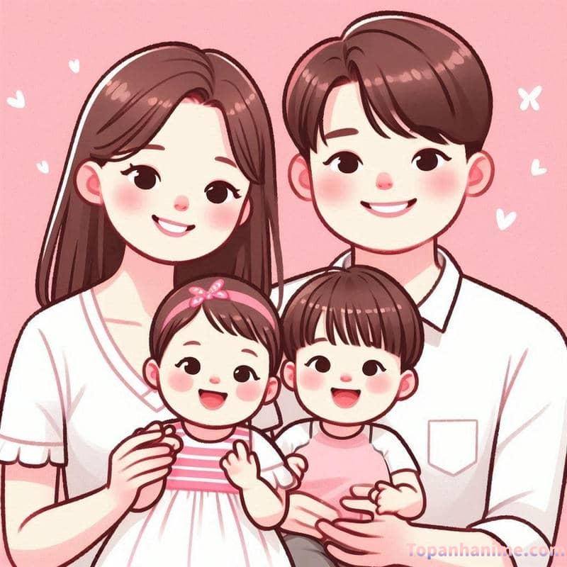 ảnh gia đình chibi đẹp mơ
