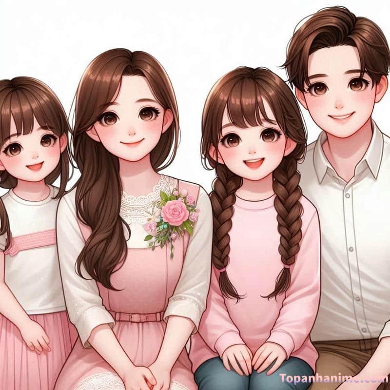 ảnh gia đình chibi nhà đẹp