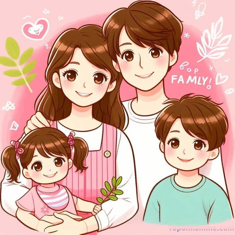 ảnh gia đình chibi tranh