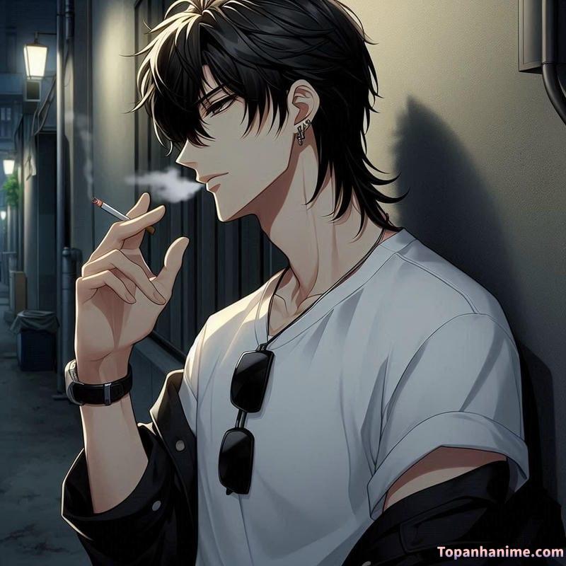 ảnh nam anime hút thuốc