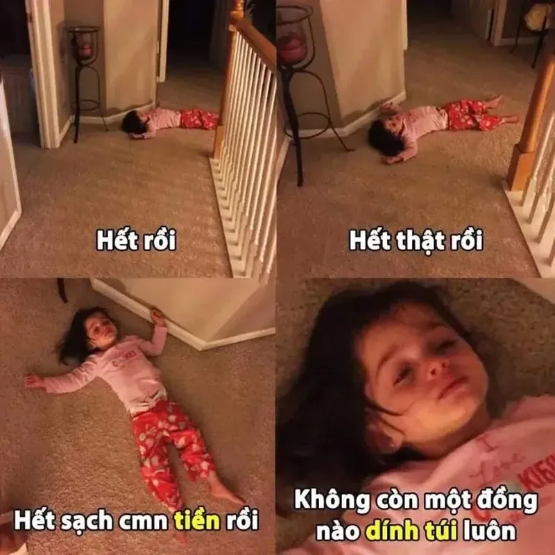 hết tiền meme nằm bệt
