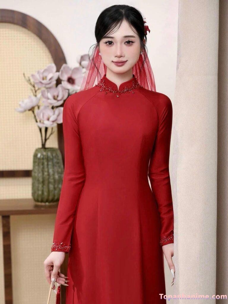 thieu nu mac ao dai truyen thong