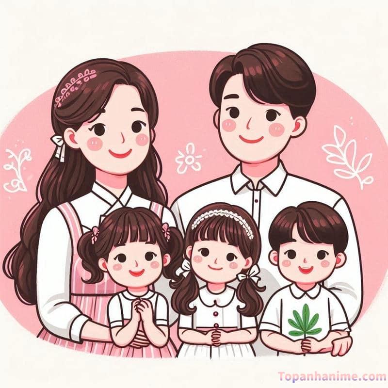 tranh ảnh gia đình chibi