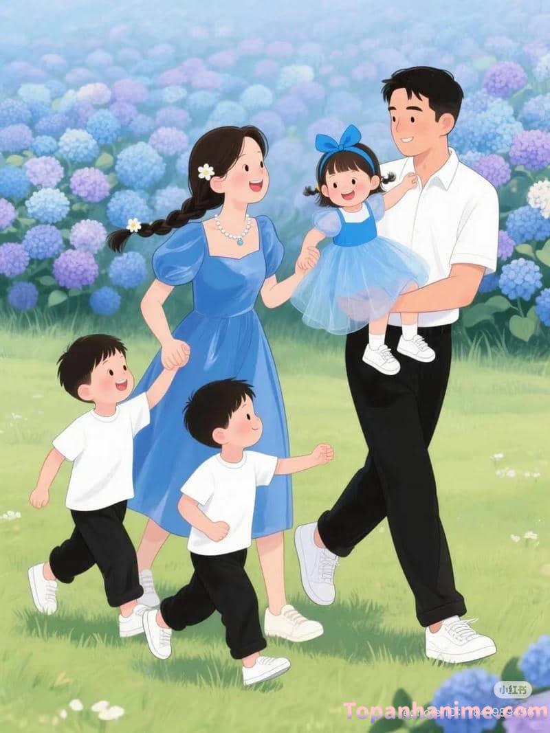 vẽ ảnh gia đình chibi