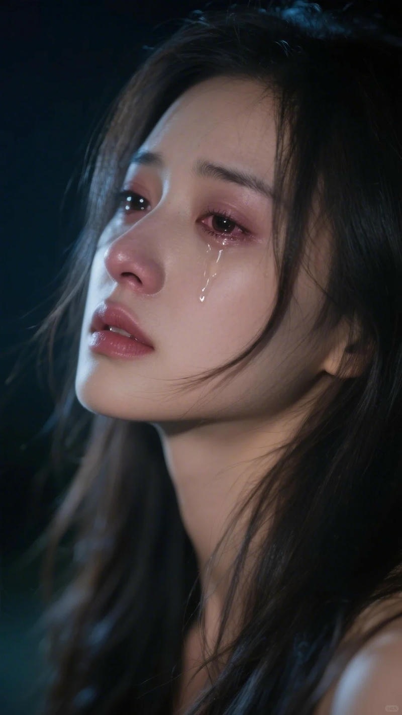 Hình ảnh cô gái xinh đẹp khóc