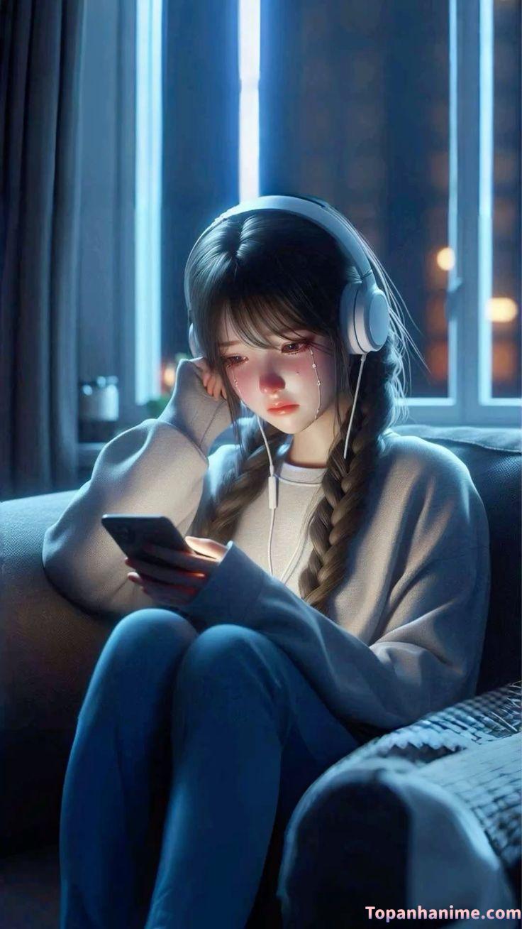 Ảnh con gái khóc thầm