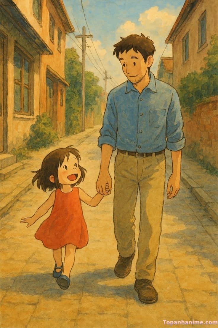 Cha chở con đi học