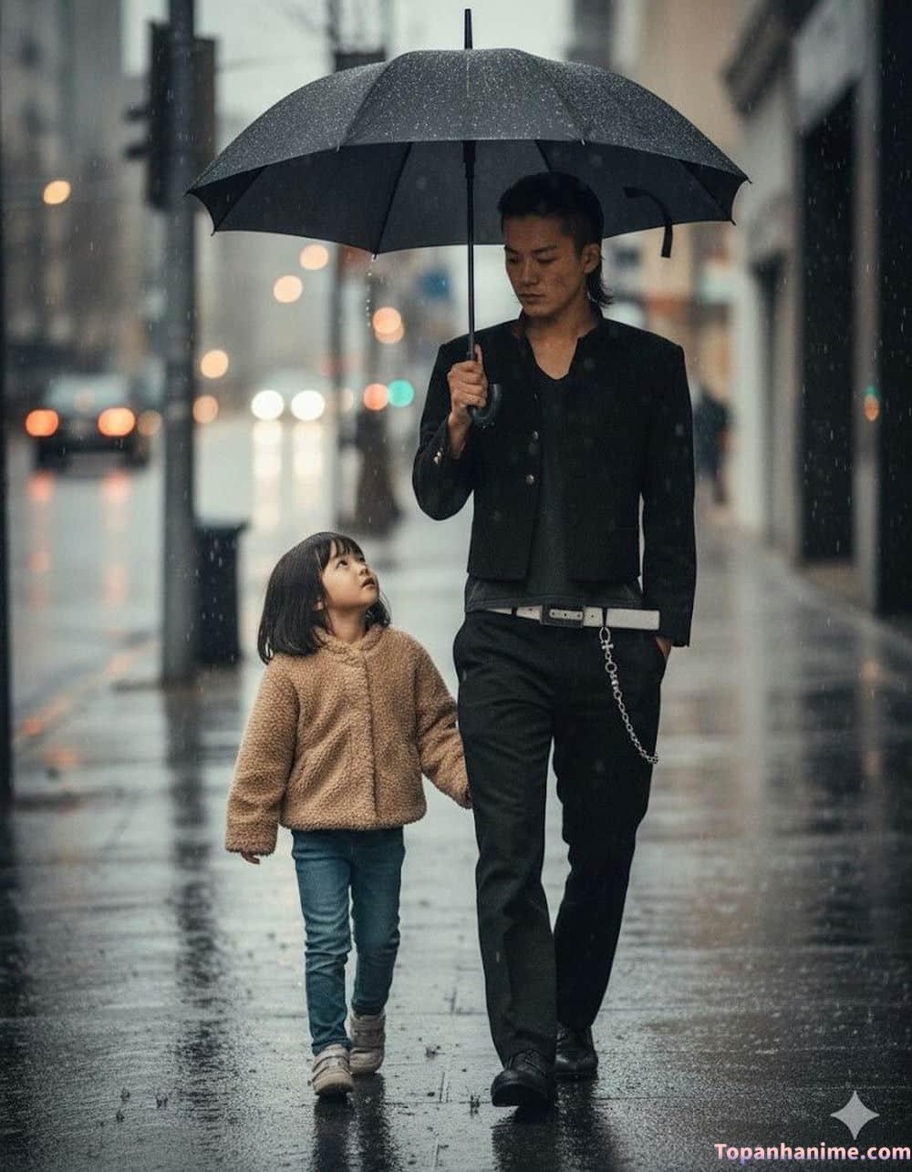 Cha nhìn con gái cười