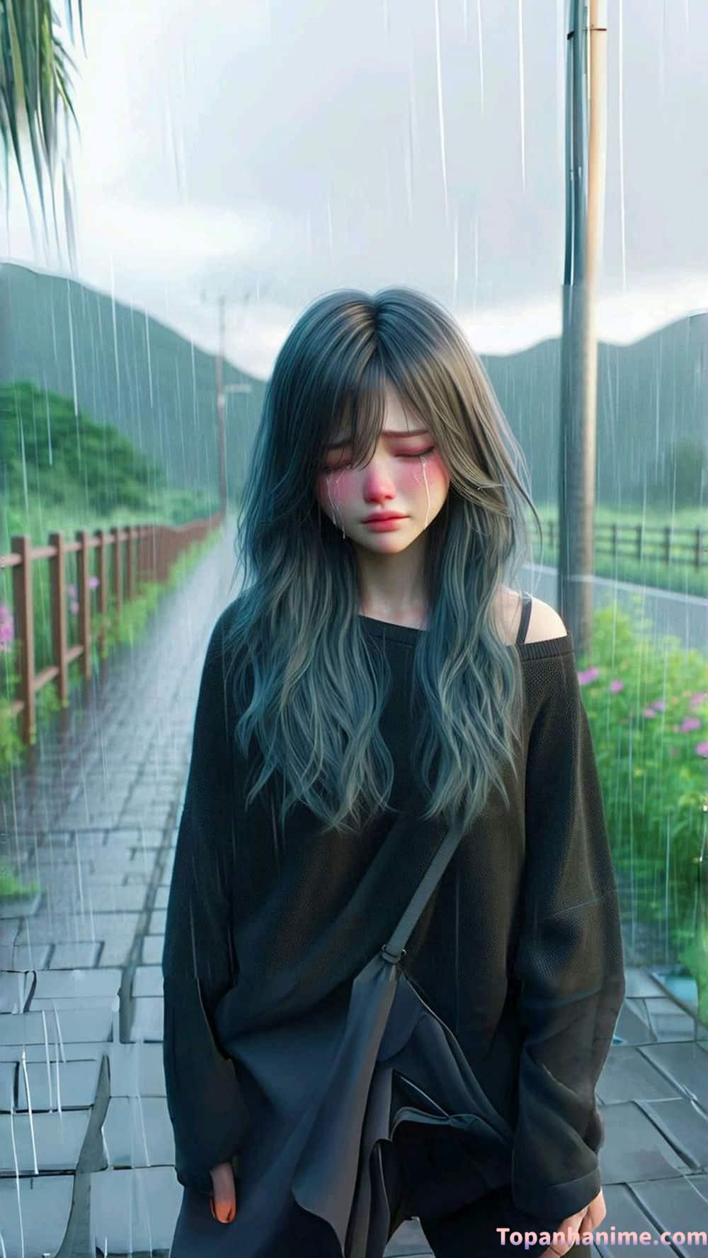 Con gái khóc cô đơn