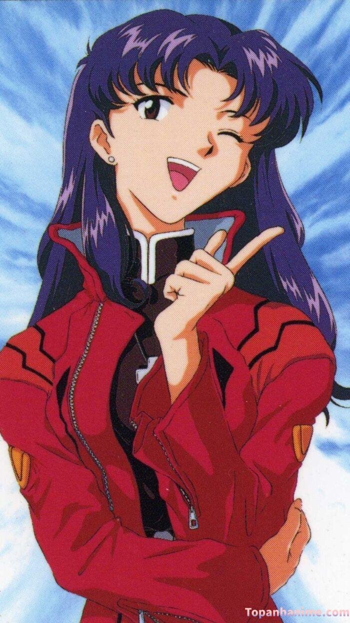 ảnh Misato Katsuragi tóc tím cười