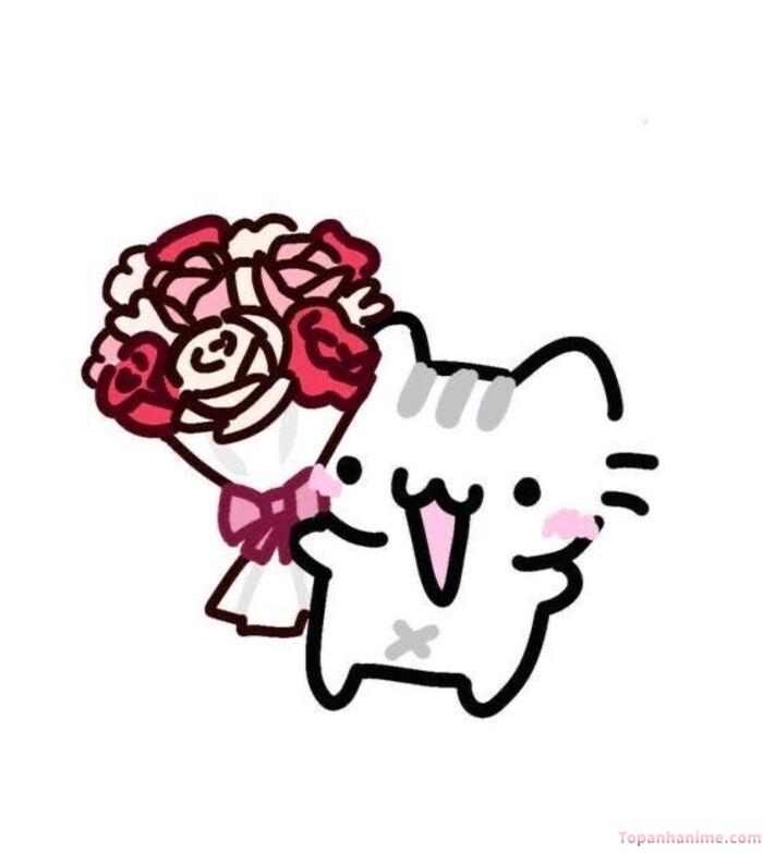 meme tặng hoa biểu cảm đáng yêu