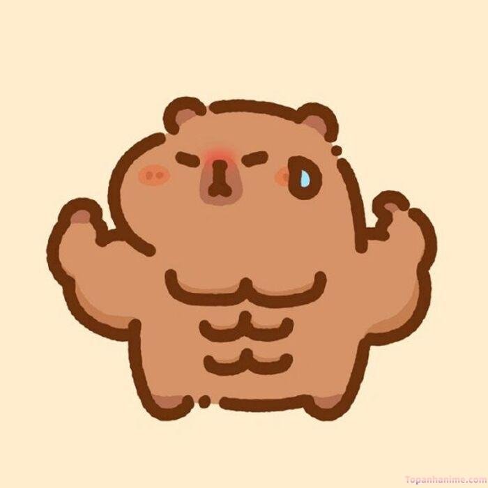 hình capybara chibi cơ bắp