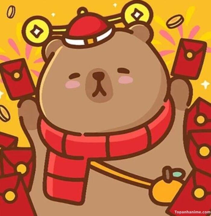 hình capybara chibi tết