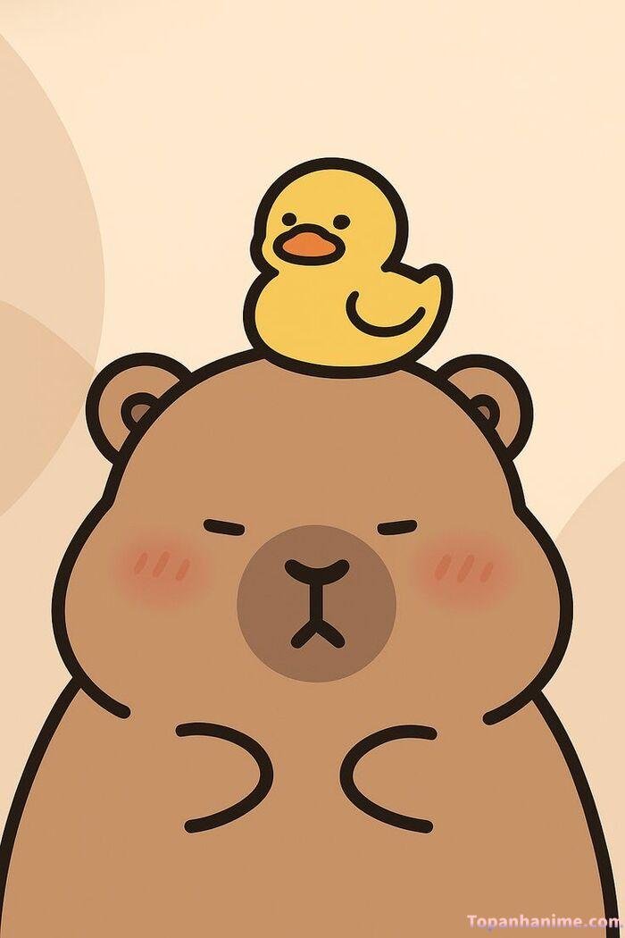 hình capybara chibi và vịt