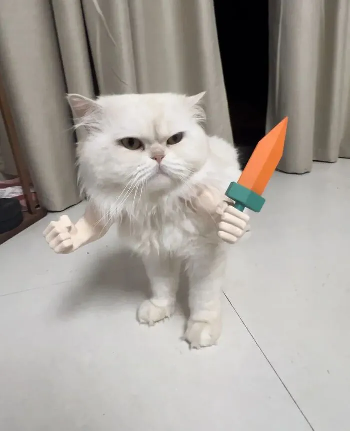 Mê mẩn loạt meme mèo cầm dao 'chất hơn nước cất'!